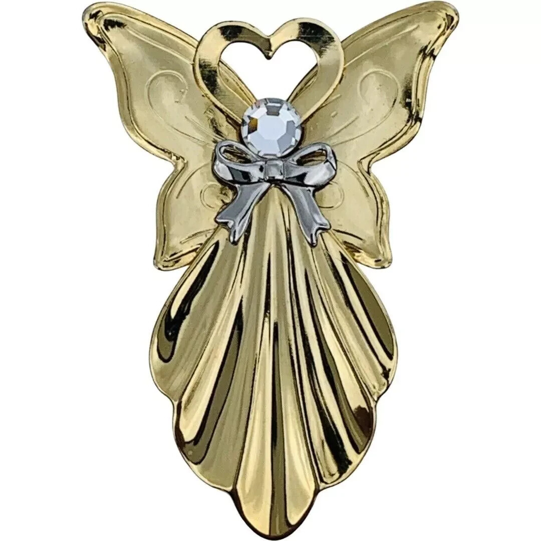 Vintage Angel Brooch 2.5″ Icy Angelcore Love Valentine Signed