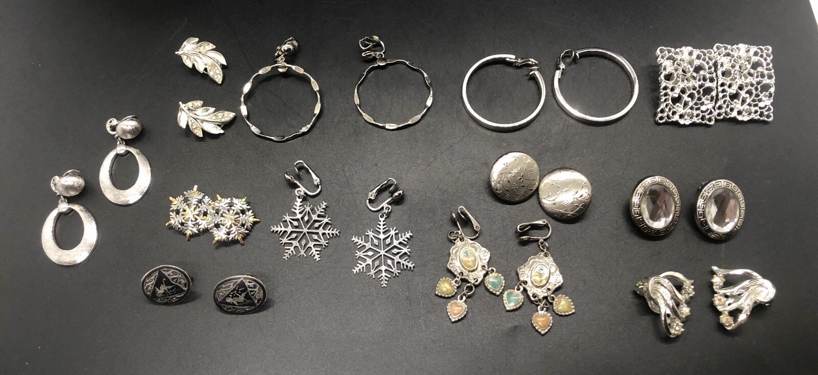 Large Lot Vintage Silvertone Earring Sets Delta Monet LH Segal Avon Unbranded B2
