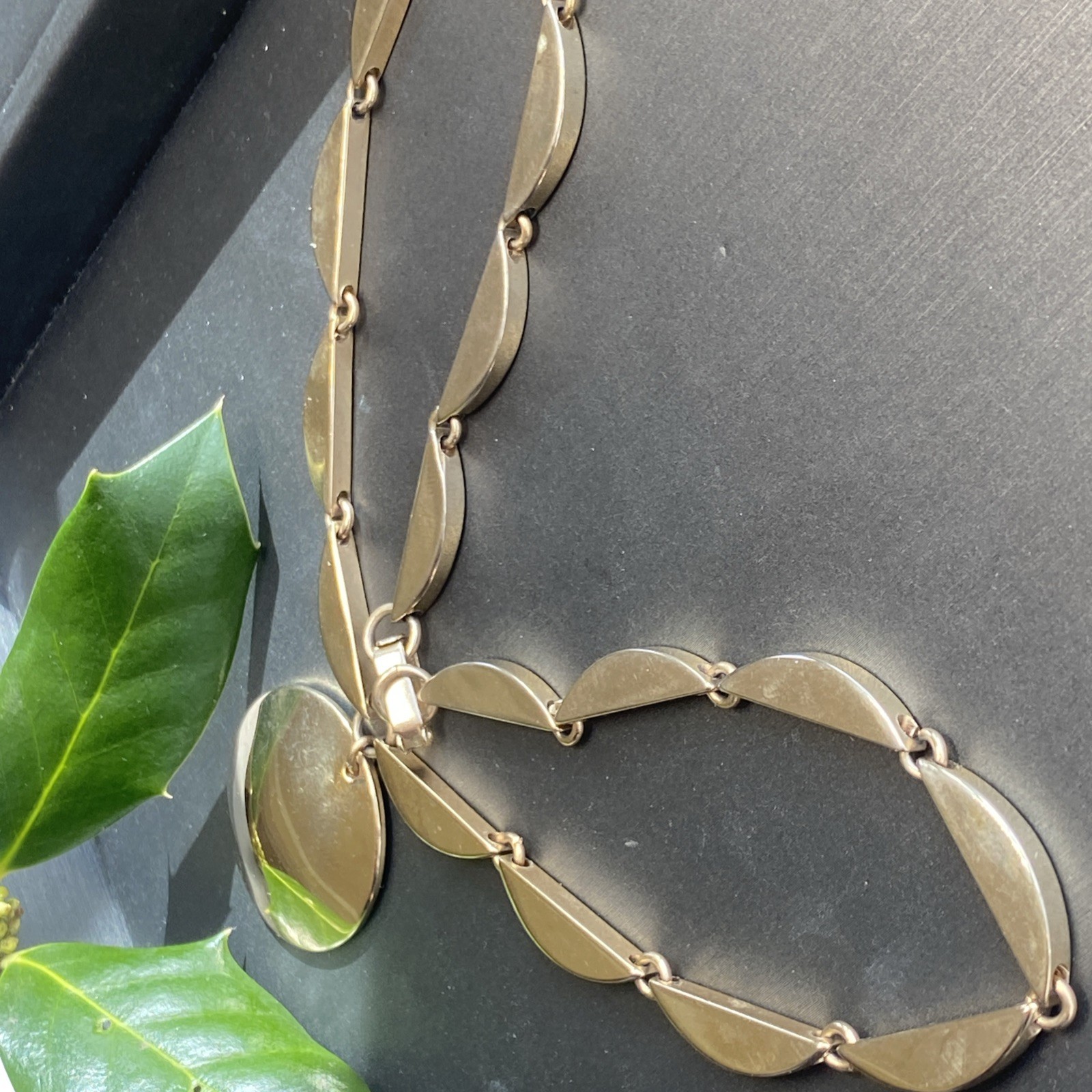 Vintage Choker Necklace Estate Jewelry Pre-owned Bold Gold Plated Gate Link 15”
