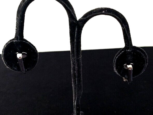 VTG Signed GIVENCHY GUNMETAL Tone HOT PINK Rhinestone Half Hoop Clip Earrings