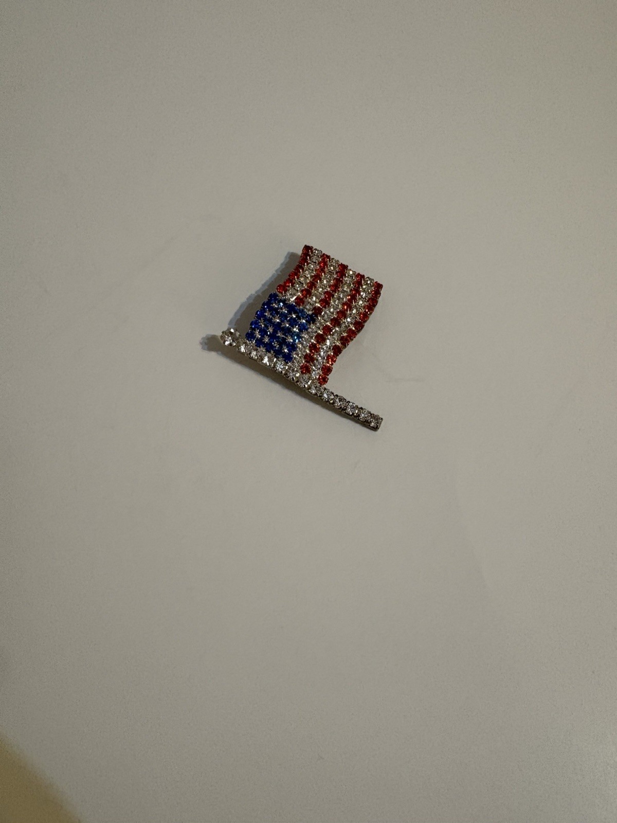 Vintage Rhinestone American Flag Pin Brooch – Red White Blue America 250