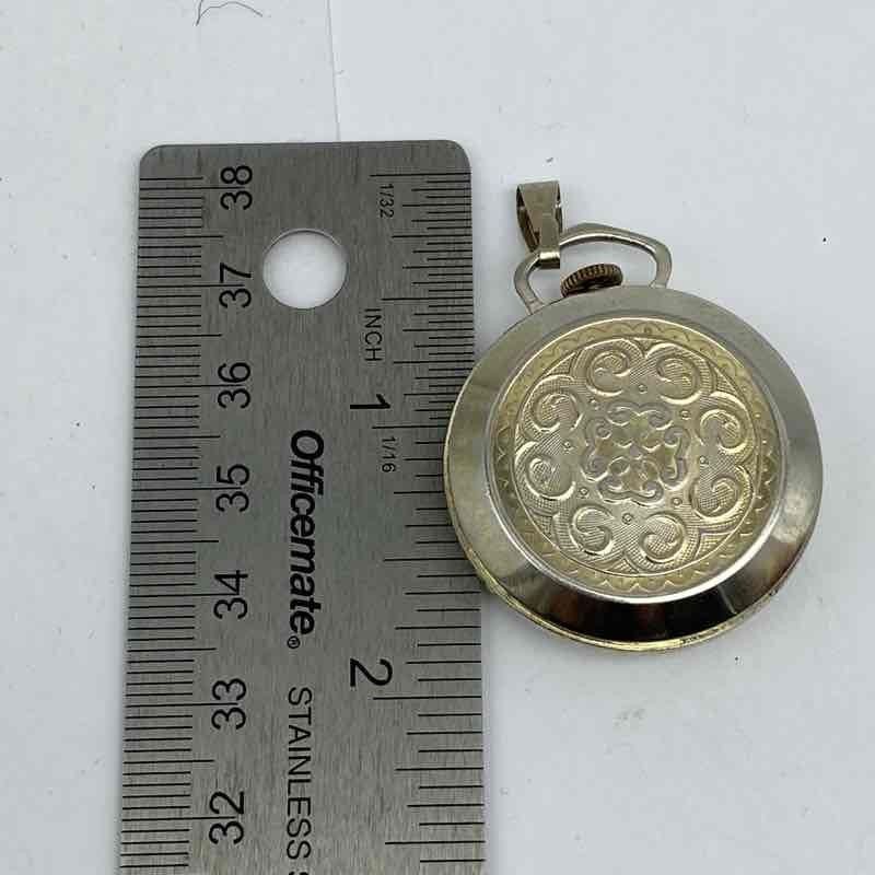 Vintage Bercona Swiss Manual Wind Pendant Watch Two-Tone Scrolled Back 34mm