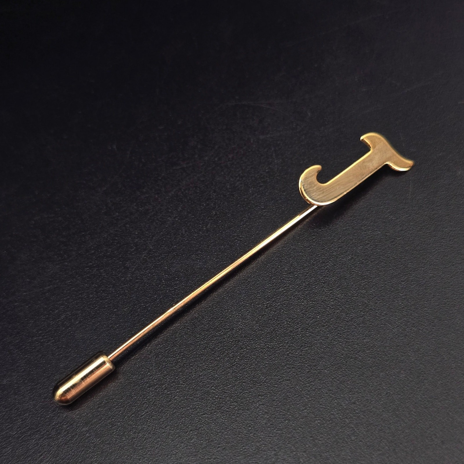 Vintage Gold Tone Letter J Initial Stick Pin Timeless Classic New Old Stock