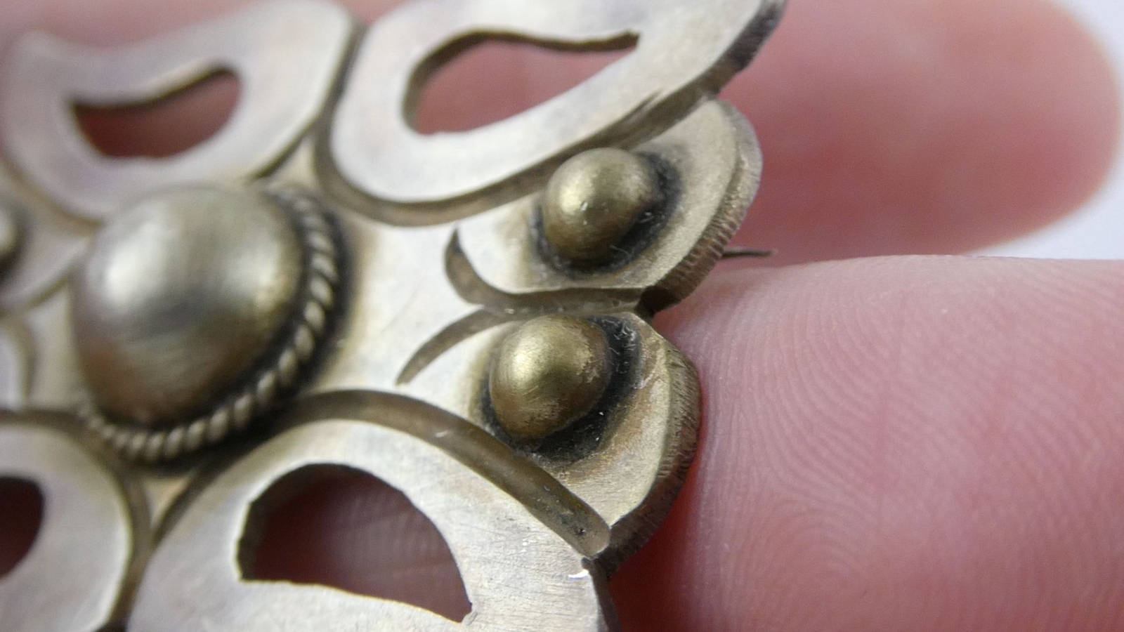 Antique Mexico Taxco 980 Sterling Silver Modernist Brooch Shapes Pin 12.4g 1.5In