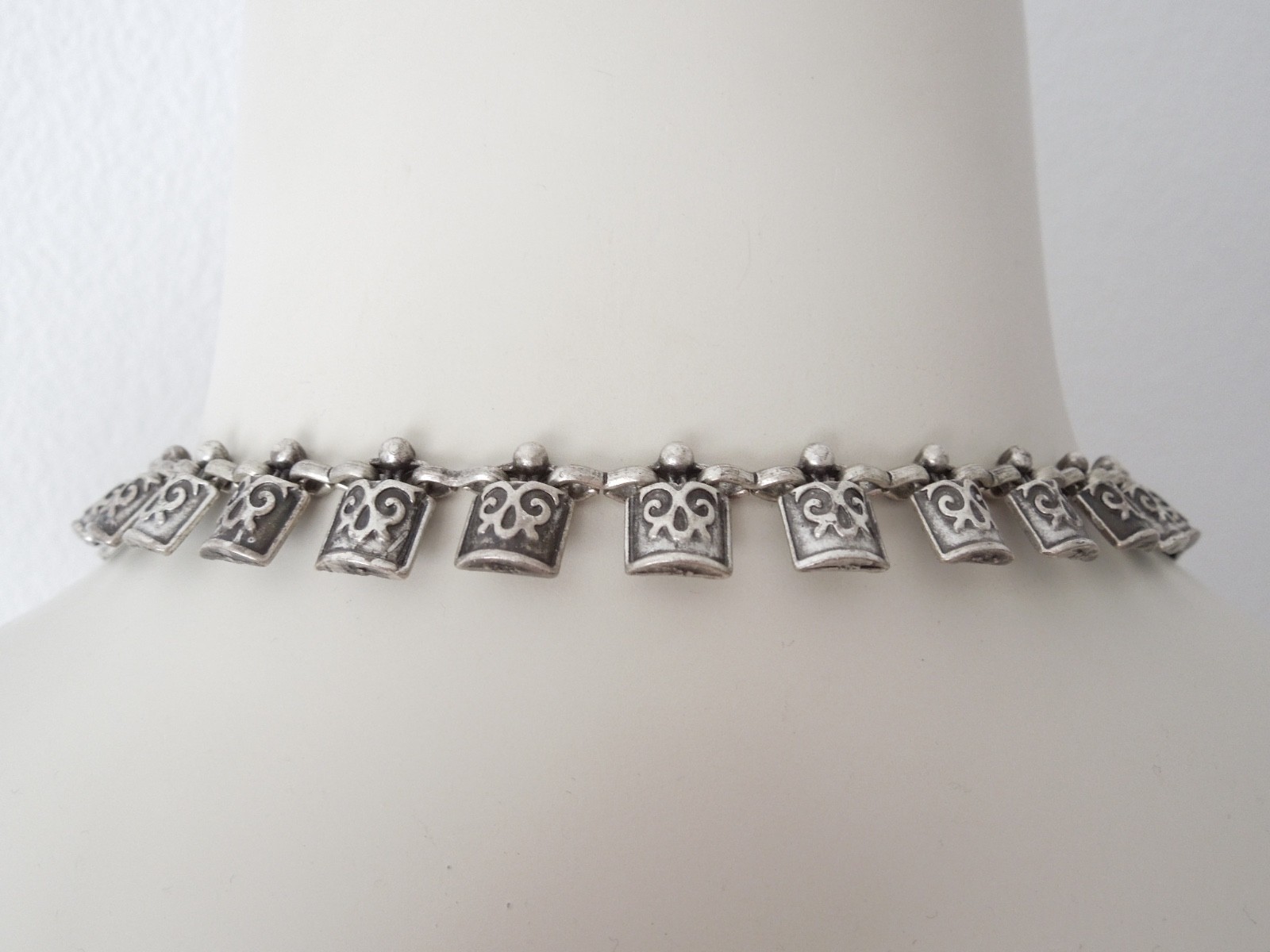 Vintage Ethno Chain Necklace Long silver-colored Boho 70er 3.3oz/ca.30 11/16in