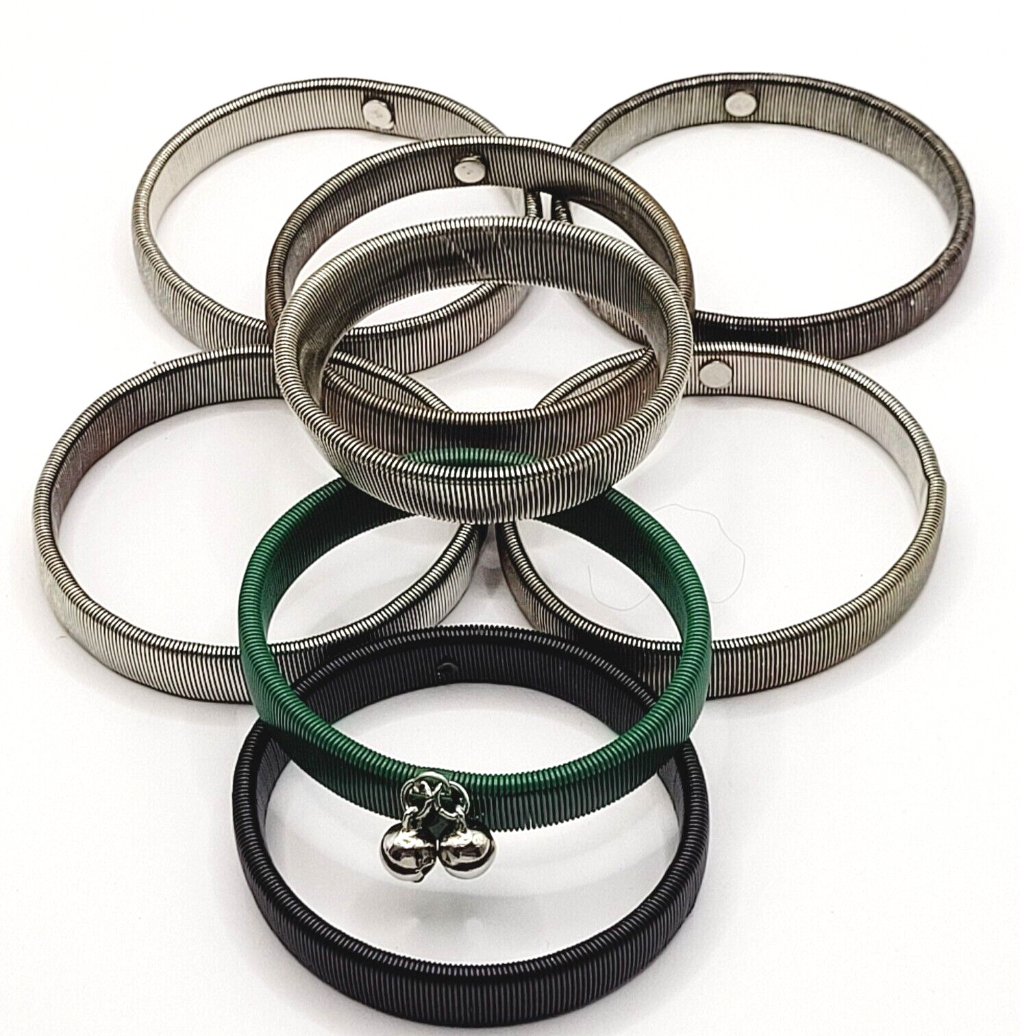 8 Slinky Stretch Coil Shirt Garter Band Style Vintage Bracelet Costume Jewelry