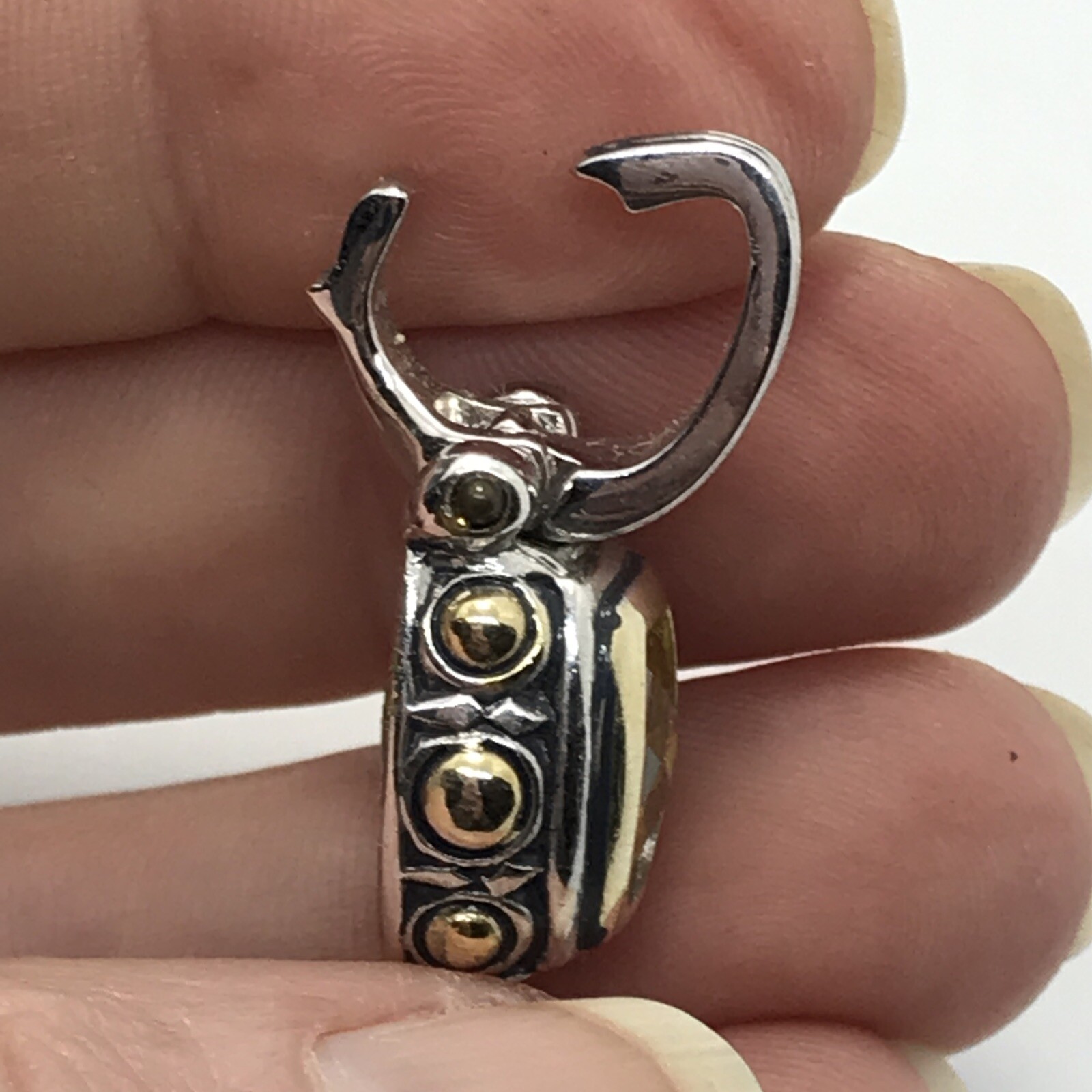 Vintage Renaissance Revival 2-Tone Citrine Yellow Cubic Zirconia Pendant
