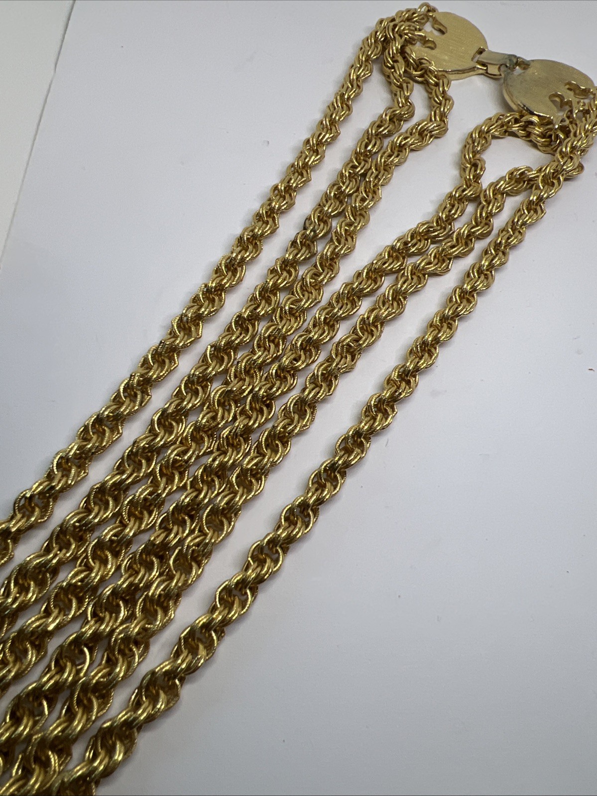 French Couture Gold Plate Etruscan Lariat Statement Necklace