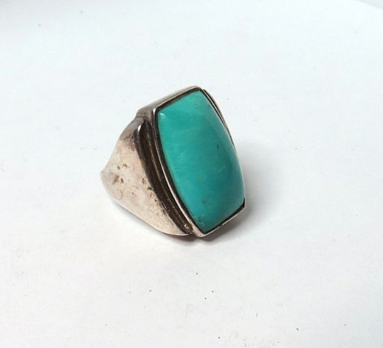 VTG WOMENS 925 STERLING SILVER RING BLUE STONE SZ: 6 & TOP 22mm 9gr