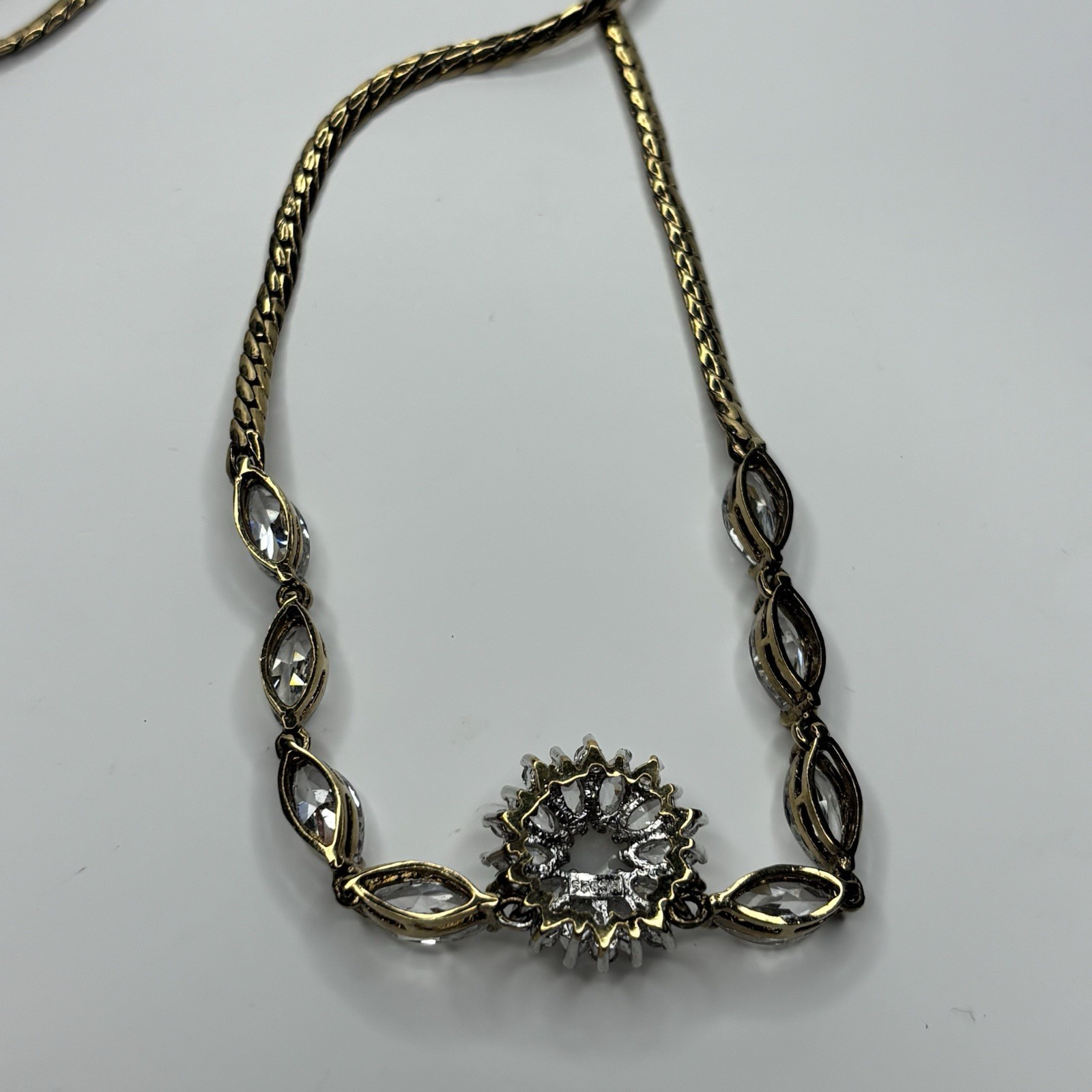 Vintage Vermeil Sterling Hc White Tourmaline Festoon Necklace Art Glass Opal