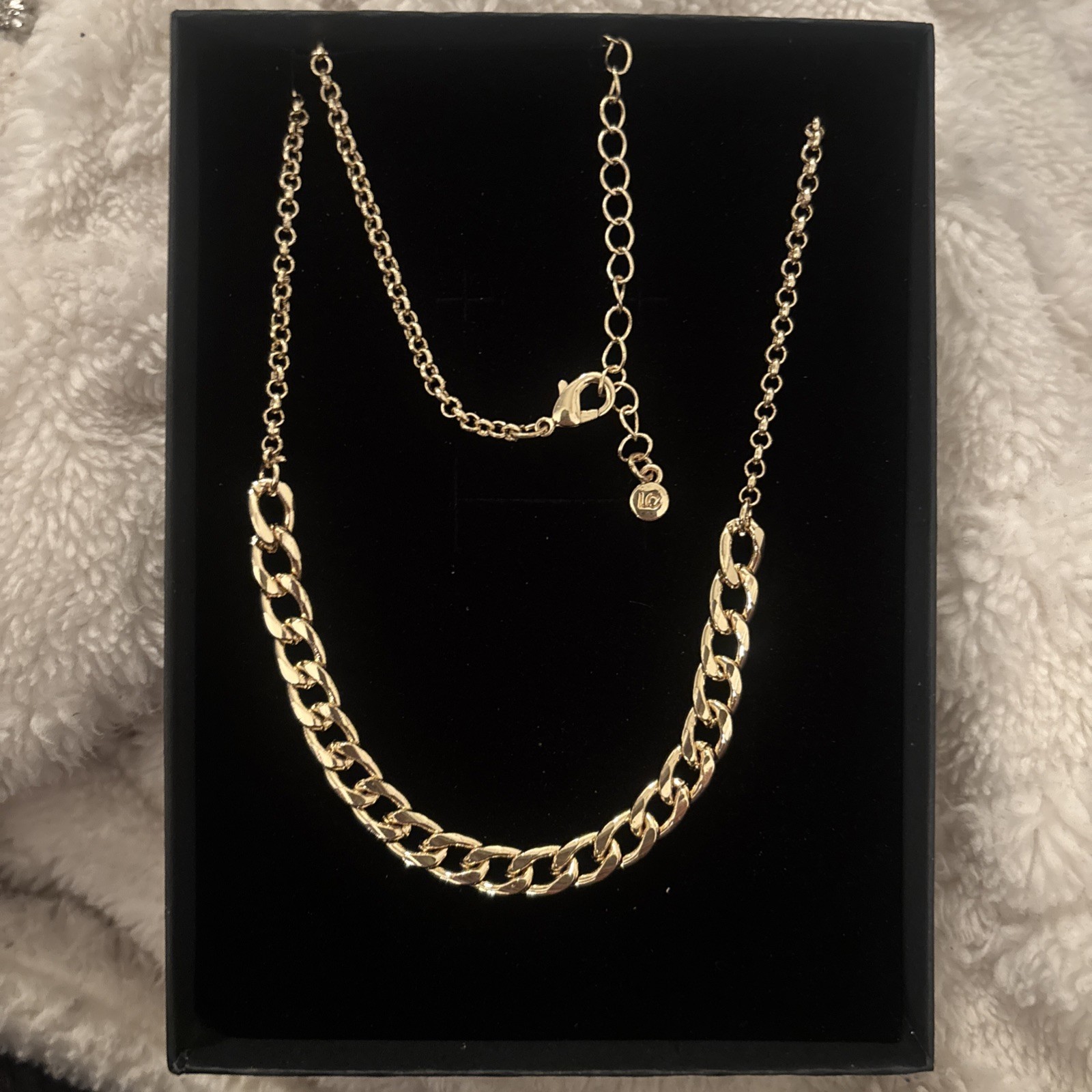 LIZ CLAIBORNE GOLD TONE CHAIN LINK NECKLACE 16 Inch +3 Inch Extender ￼