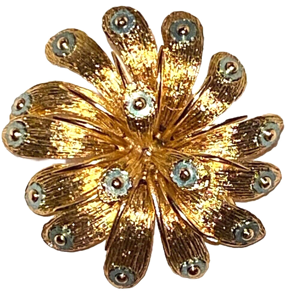 ORENA PARIS VINTAGE GOLD TONE SCULPTURAL BROOCH PIN
