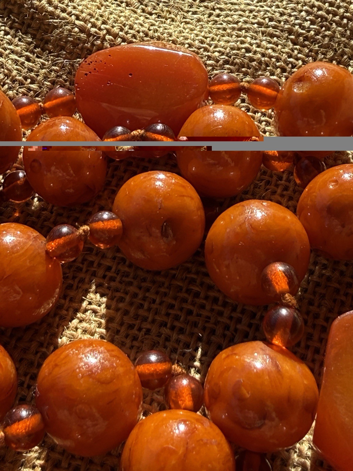 Vintage 100g Cherry Orange Catalin Bakelite Art Deco Mixed Bead Necklace 31”