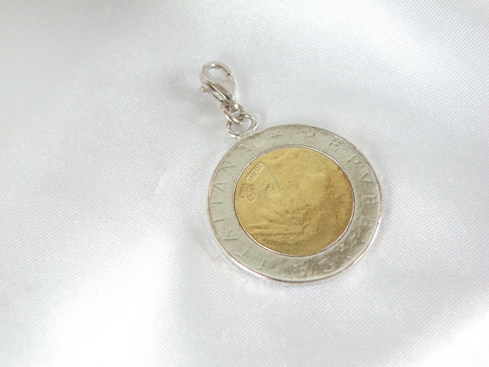 Vintage Sterling Silver 925 Italian Italy Coin Pendant