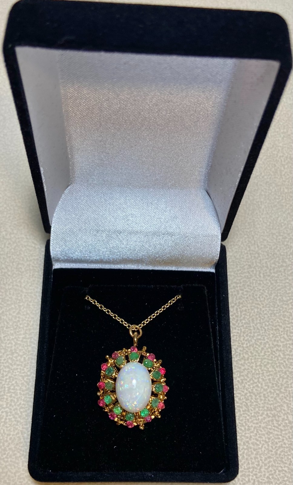 AUTHENTIC SWOBODA PENDANT~ GENUINE AUSTRALIAN FIRE OPAL ~ 4.5ct, RUBY, EMERALD