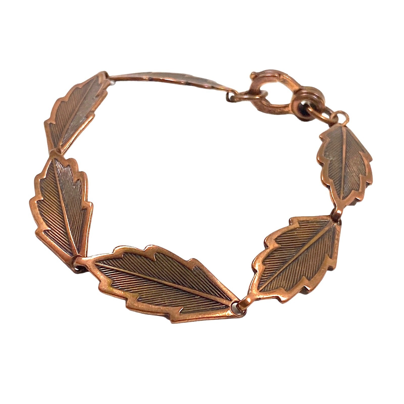 Vintage Copper Bracelet 8” Western Oak Leaf Link Bohemian Indie Cowgirl Gift