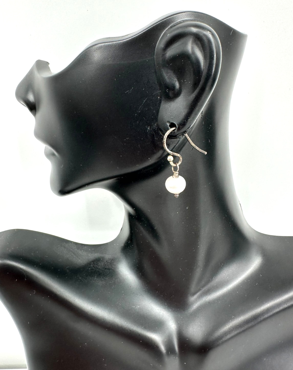 Vintage Faux Pearl Drop Earrings Silver Tone Minimalist Dangle Classic Small