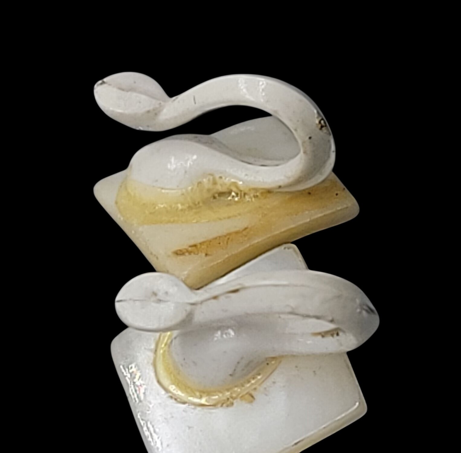 MOP Lucite Cameo Tension Paddle Clip On Earrings Mother Of Pearl Vtg Black White