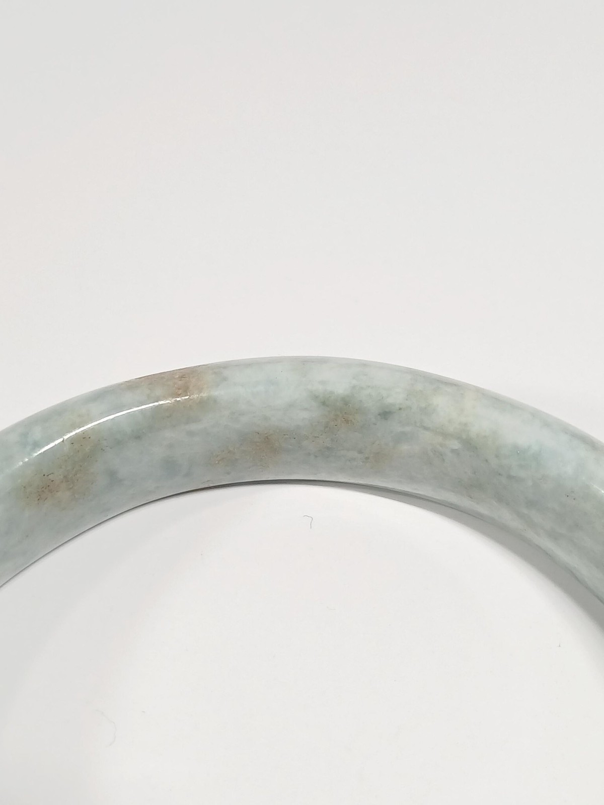 Pale Green Blue Jadeite Bracelet with Brown Inclusions 67mm