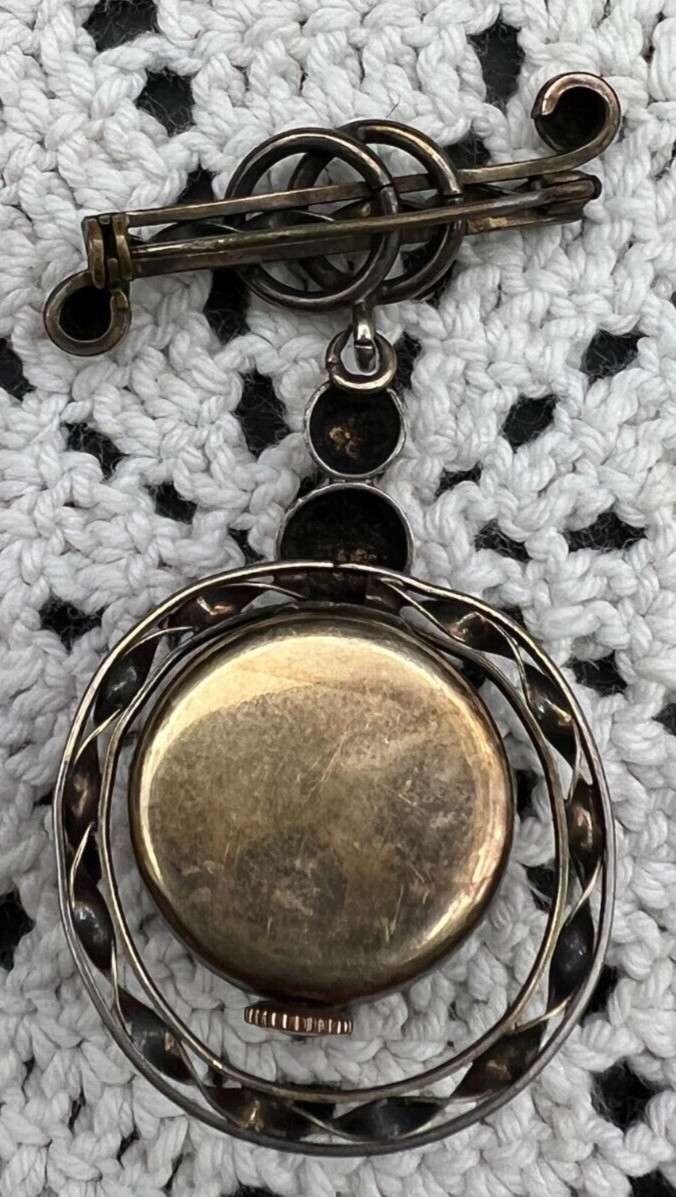 Revere Ladies Lapel Pendant Brooch Bubble Glass Watch-Works