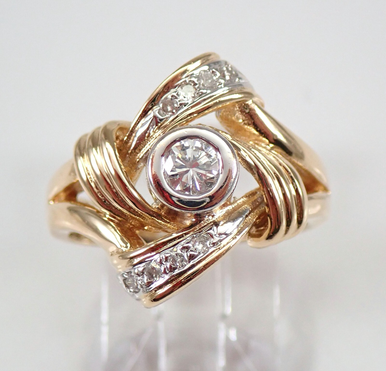 Antique Vintage 14K Yellow Gold Diamond Right Hand Ring Size 7 FREE SIZING