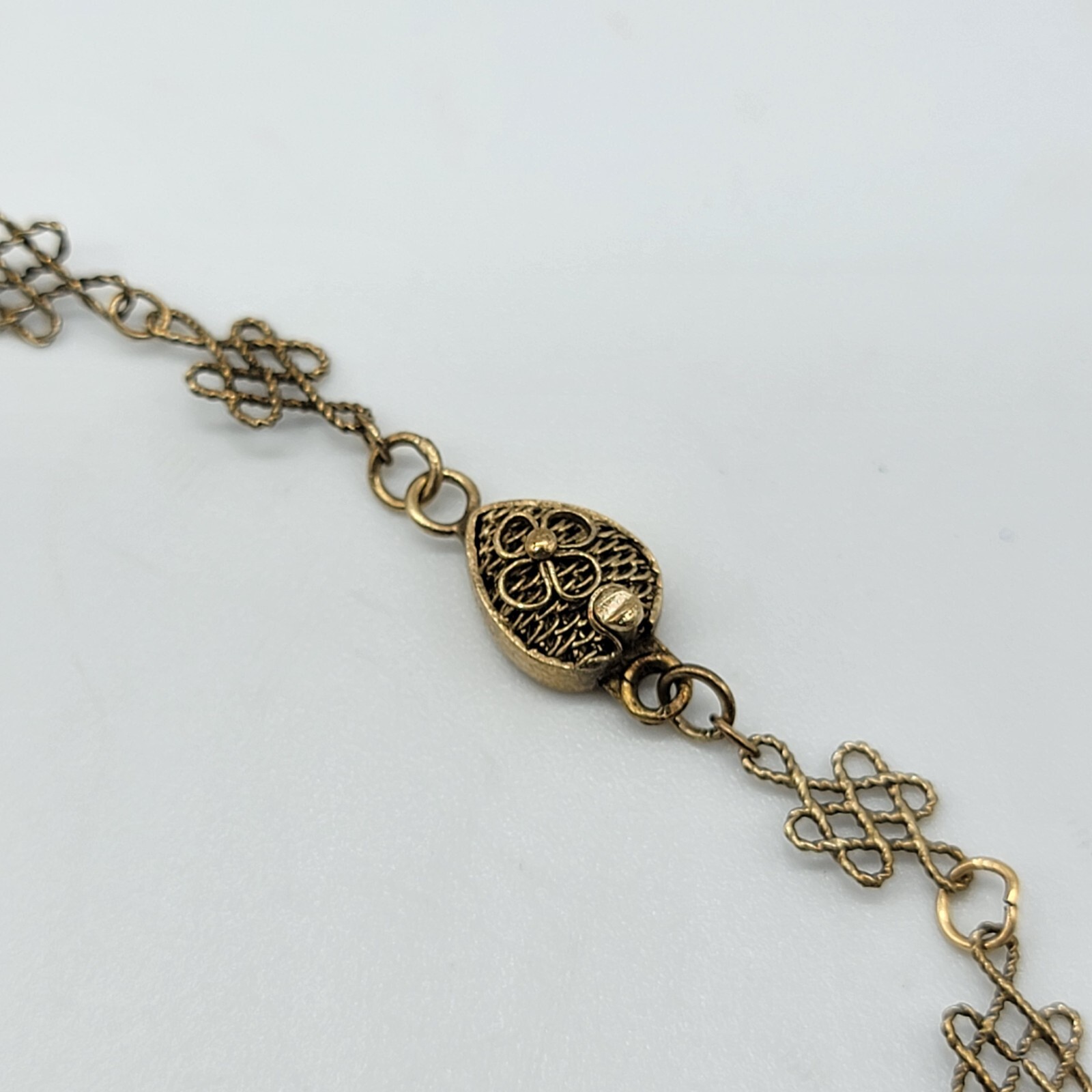 Vintage Baroque Pearls Filigree Necklace Gold Over Sterling Silver 18″