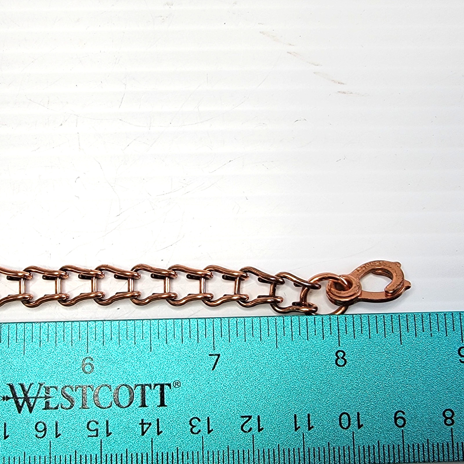 Vintage Solid Copper Double Link Ladder Chain Bracelet 8″ Sister Hook Clasp 14g