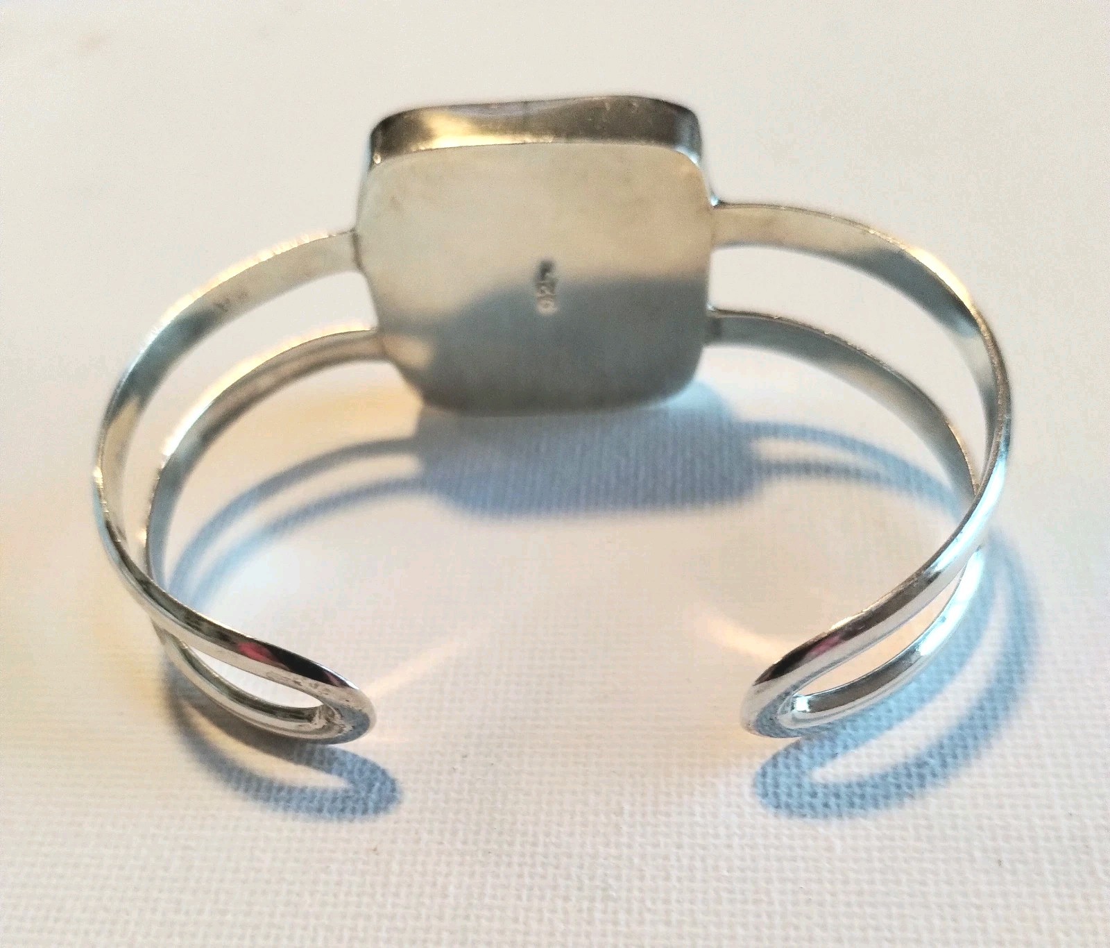 Handmade Small Purple Blue Dichroic Glass Sterling Silver Cuff Bracelet 6.5in