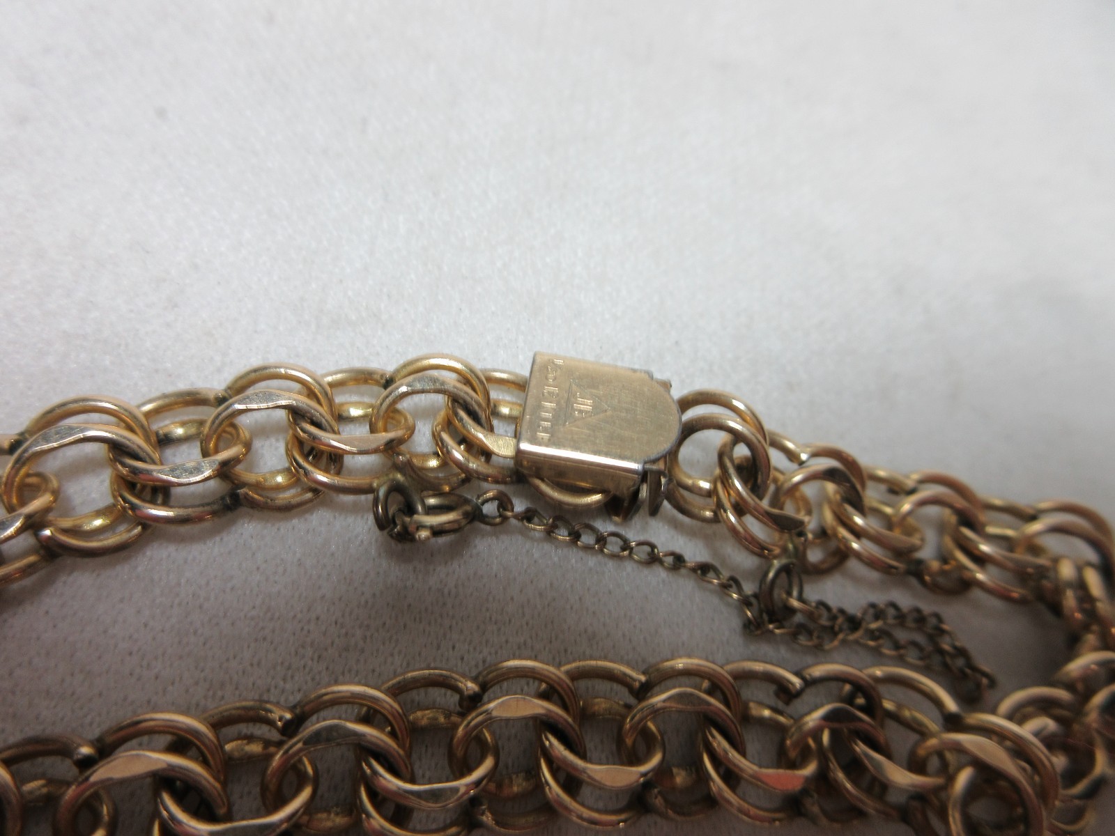 JB 12K GOLD FILLED DOUBLE LINK BRACELET WITH SAFETY CHAIN #23