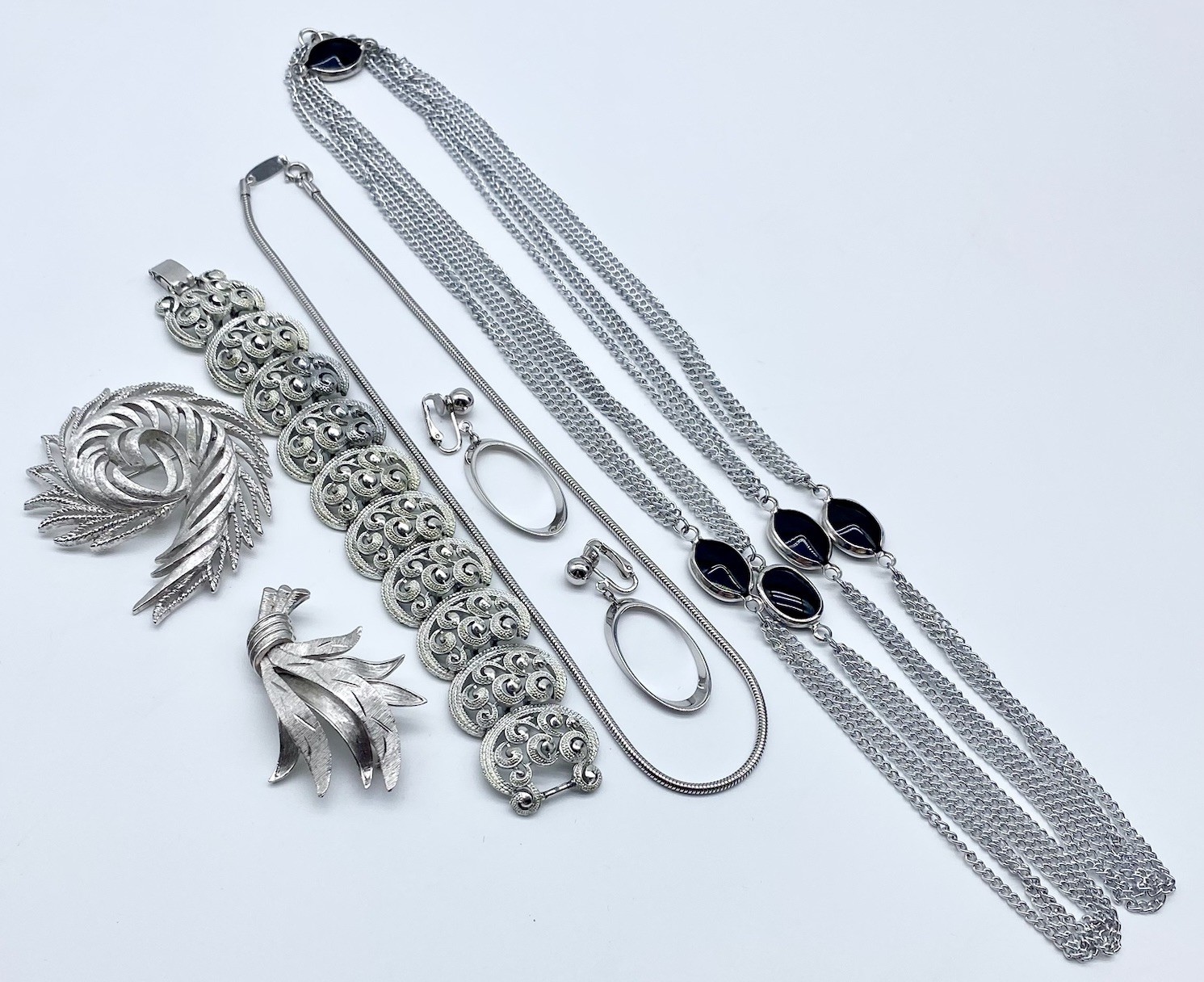 Signed Jewelry Lot Whiting Davis Coro Monet Bergere Emmons Silver Tone