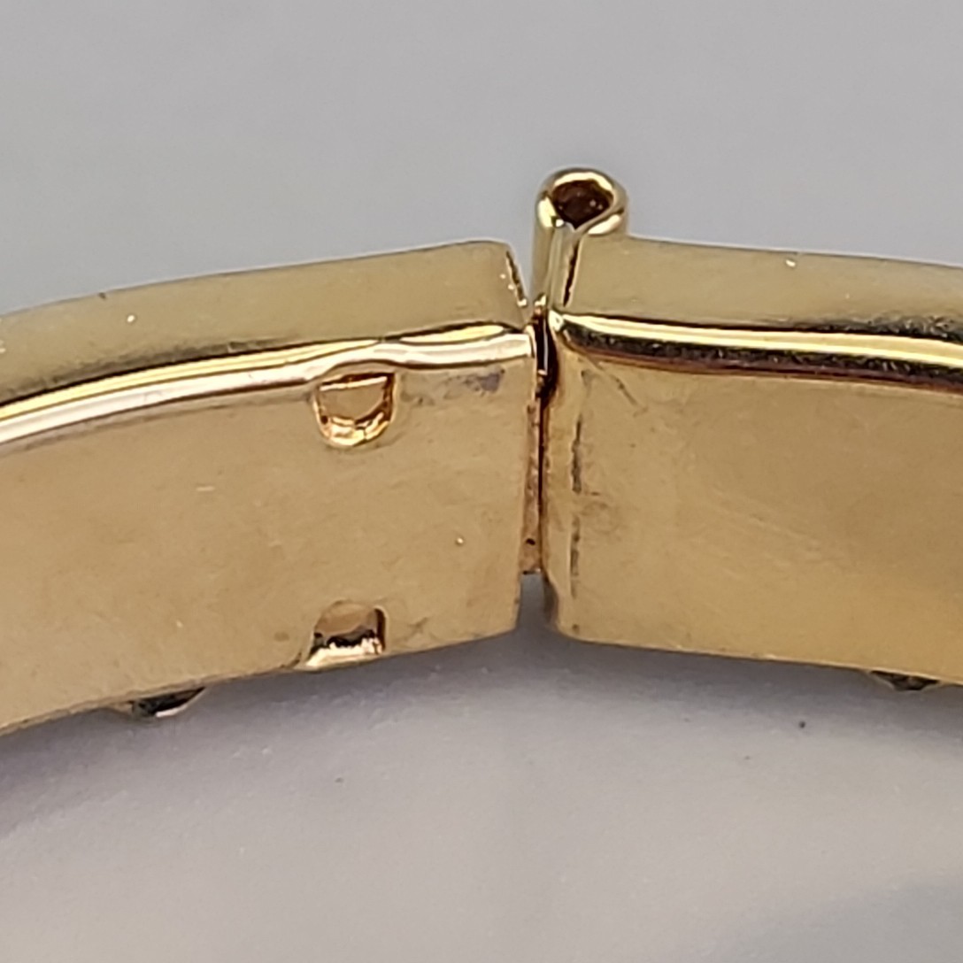 Vintage Bangle Bracelet Hinged 1cm Gold Tone Glossy Hollow 6.25″