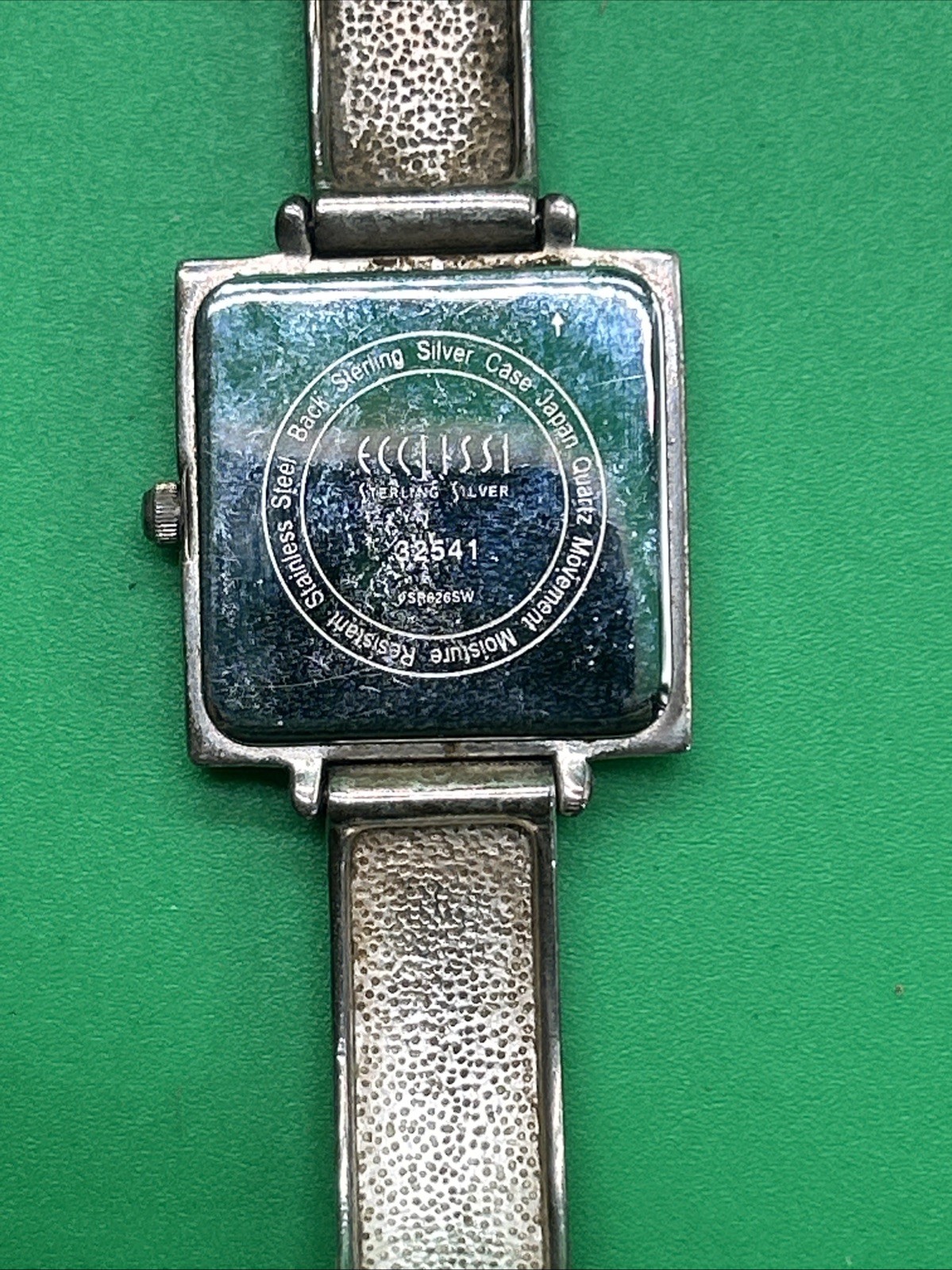 Vintage Nice ladys sterling silver and gold plate ECCLISSI bangle watch bracelet