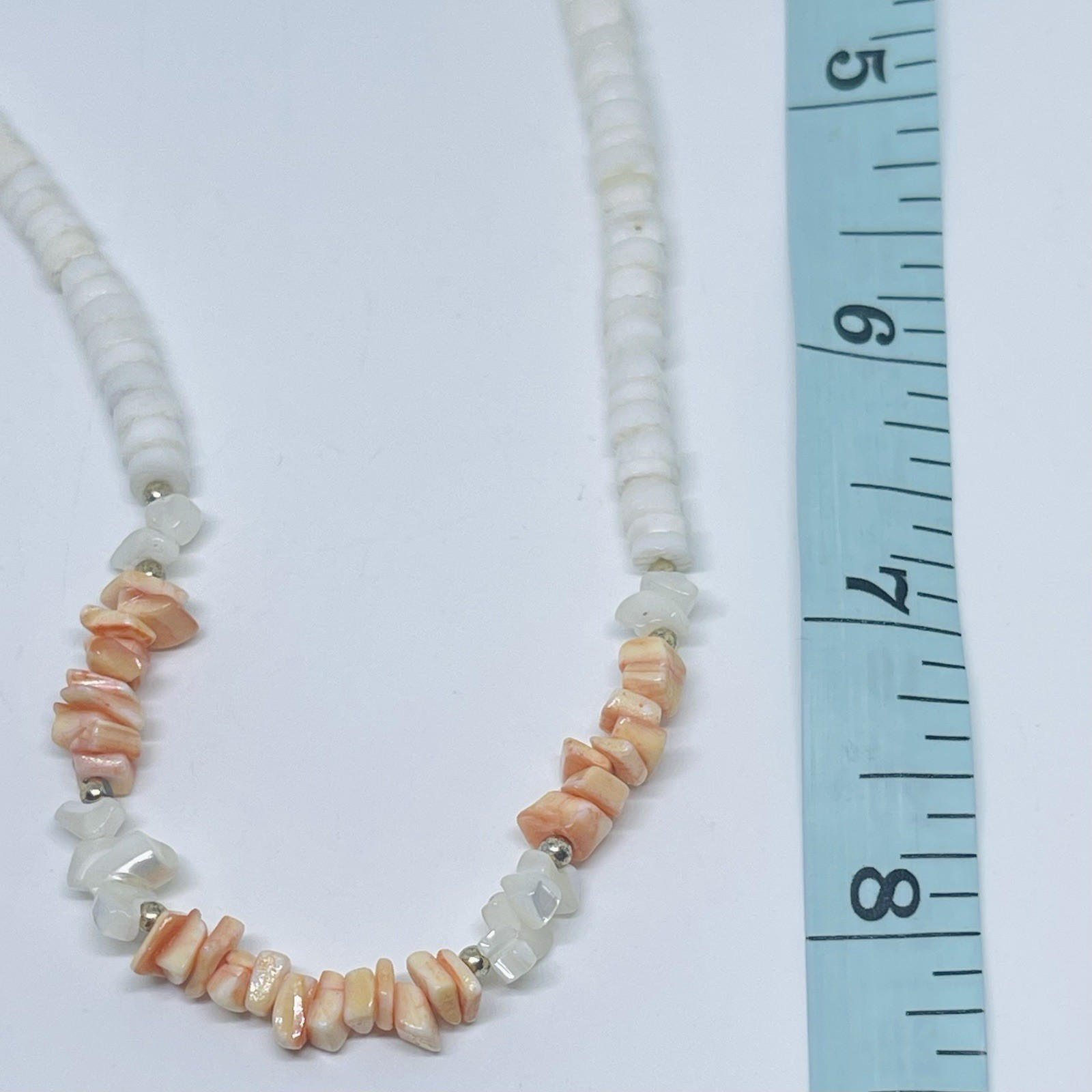 Y2K Dreamsicle Peach White Puka Shell Necklace Collectible Vintage Beachy Vibes