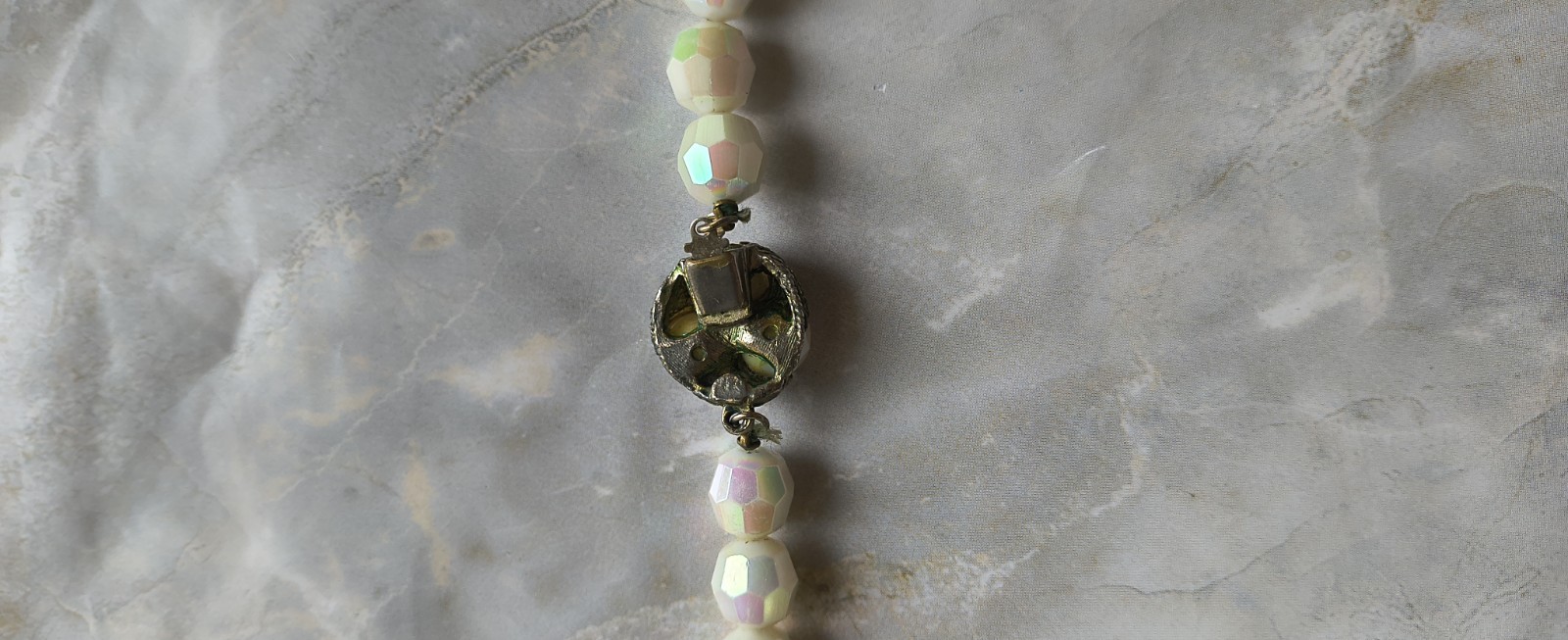 Vintage Monet White Glass Acrylic & Gold Tone Wire Strung Bead Necklace Lot