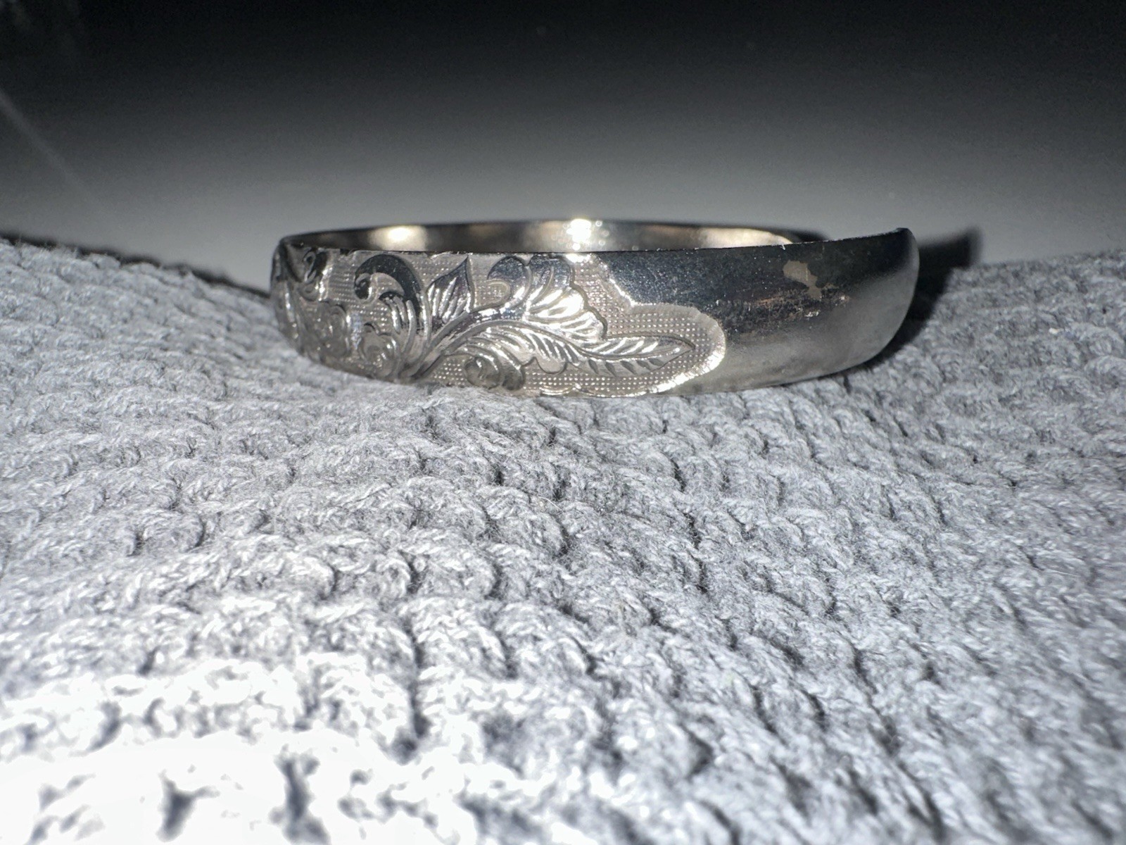 Sterling Chinese Floral Cuff Bracelet 1cm Wide Antique Vtg Fine Silver Hallmark