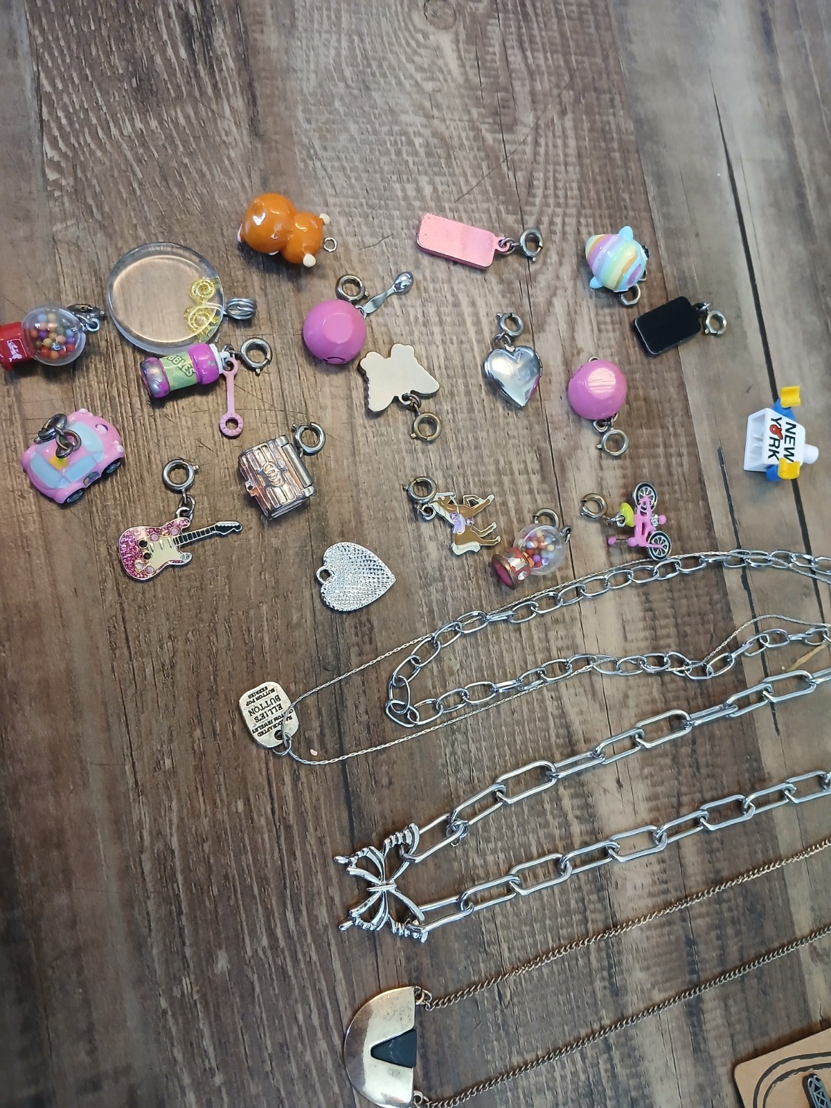 Collectibles lot Metal Charms Charm Necklace Enamel Cross Pendant Treasure Chest