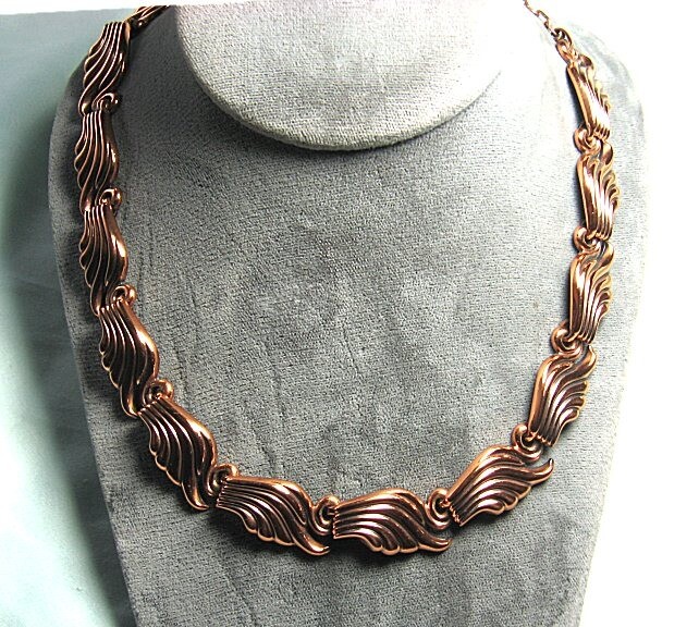 Vintage Renoir Copper Necklace 18 3/4″ end to end 5/8″ at widest