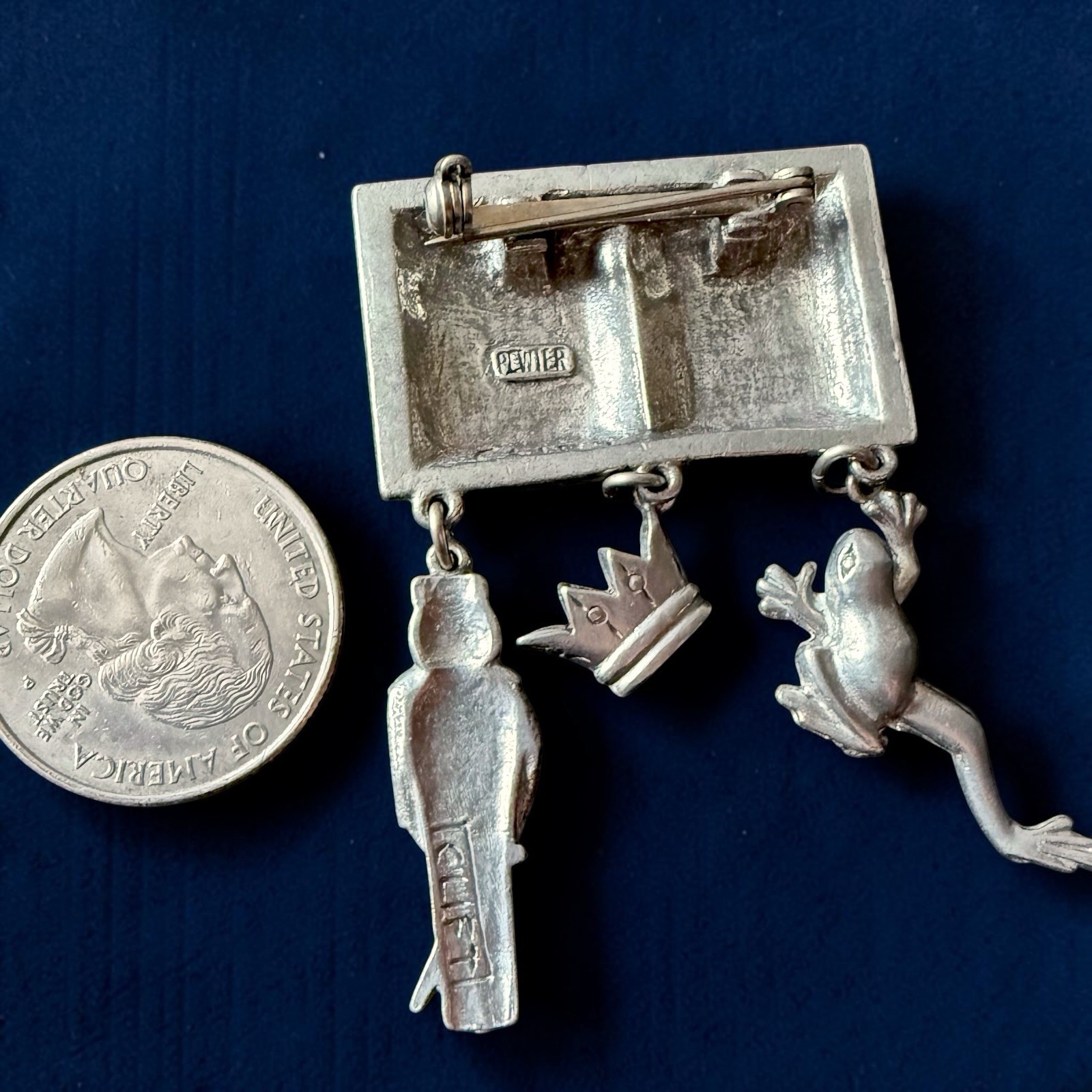 Storytelling Brooch Jim Clift Pewter Once Upon A Time Frog Prince Fairytale Pin