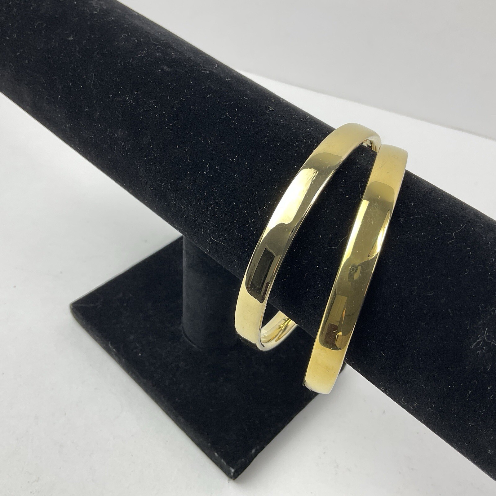 Vtg 80’s Old Stock New in Box Tacoa Gold Bangles 2 Pair 8mm Shiny Finish Size 8