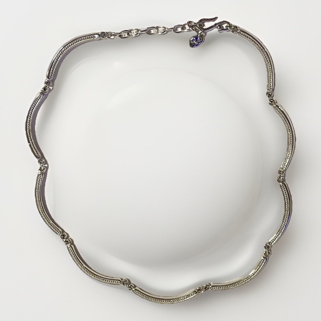 Vintage Swarovski Clear Pave Crystal Wave Collar Necklace-Signed Swan Mark