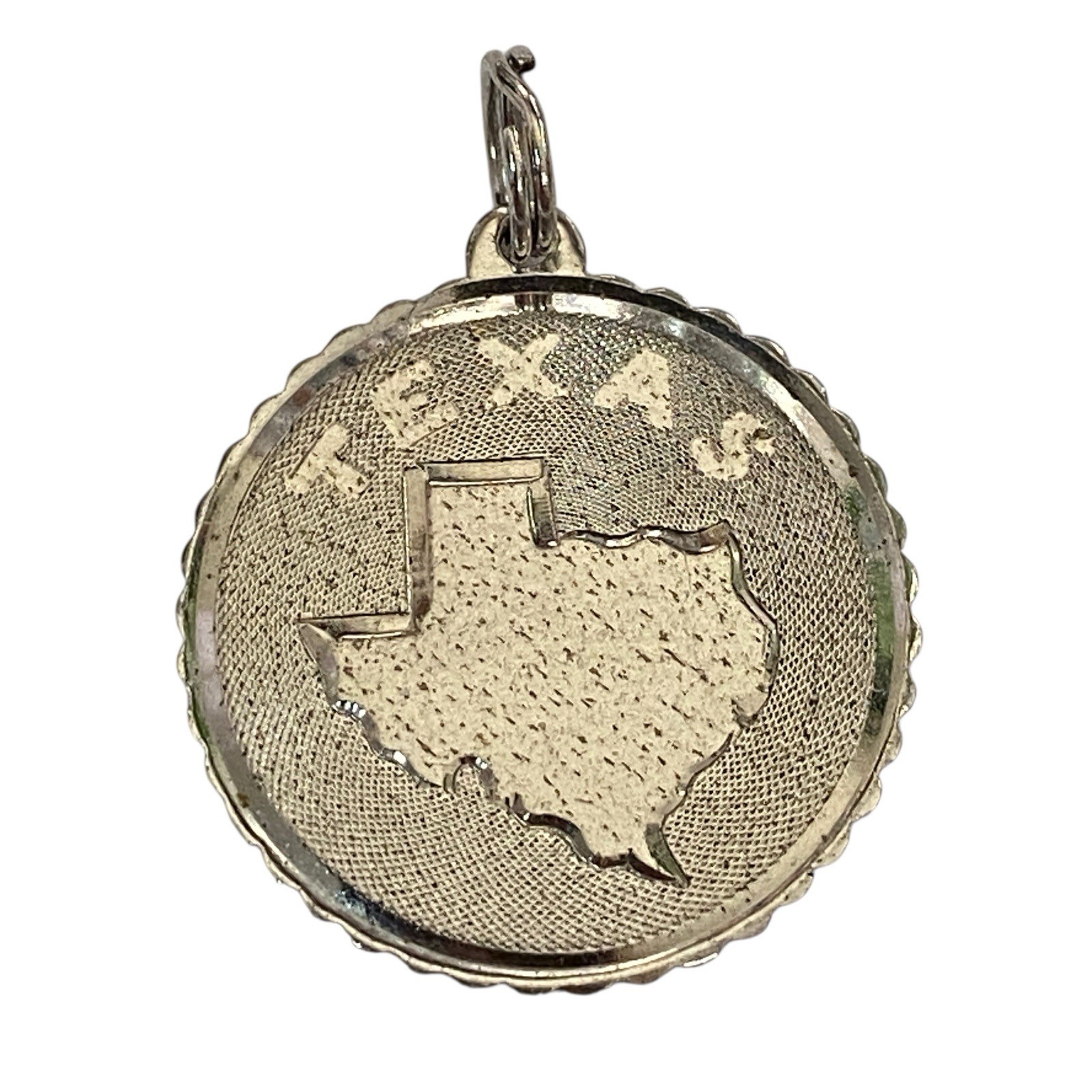 Vintage Round State Of Texas Engraved Charm About 1” Diameter