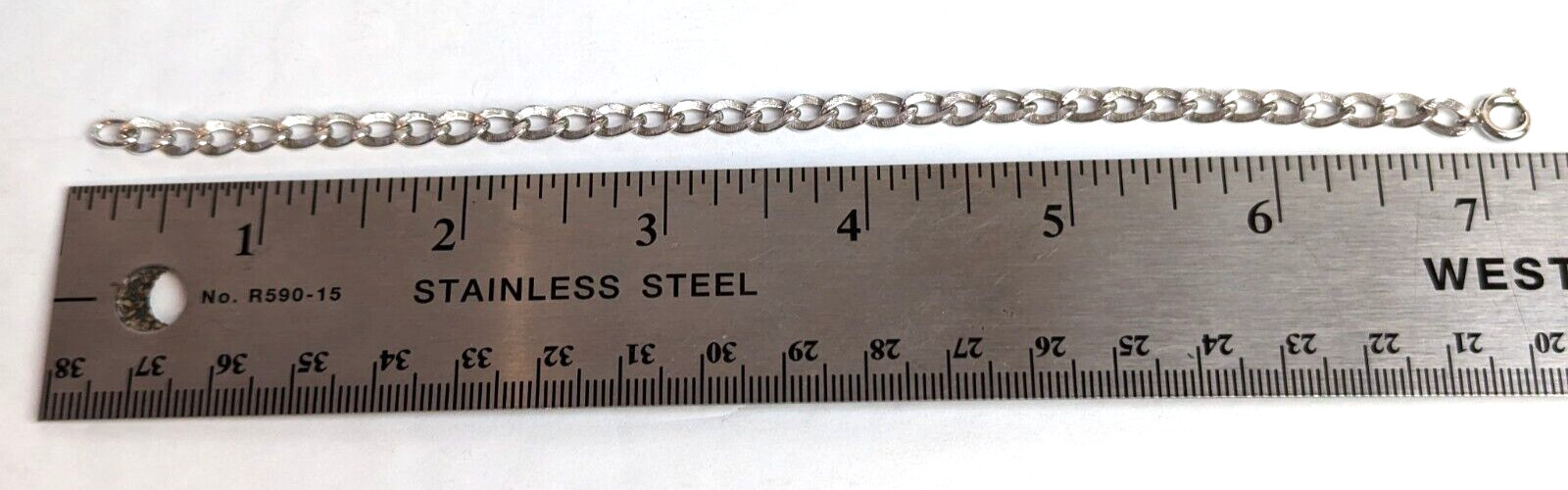 Vintage Sterling Silver Textured Link Starter Charm Bracelet 7.25” VERY NICE