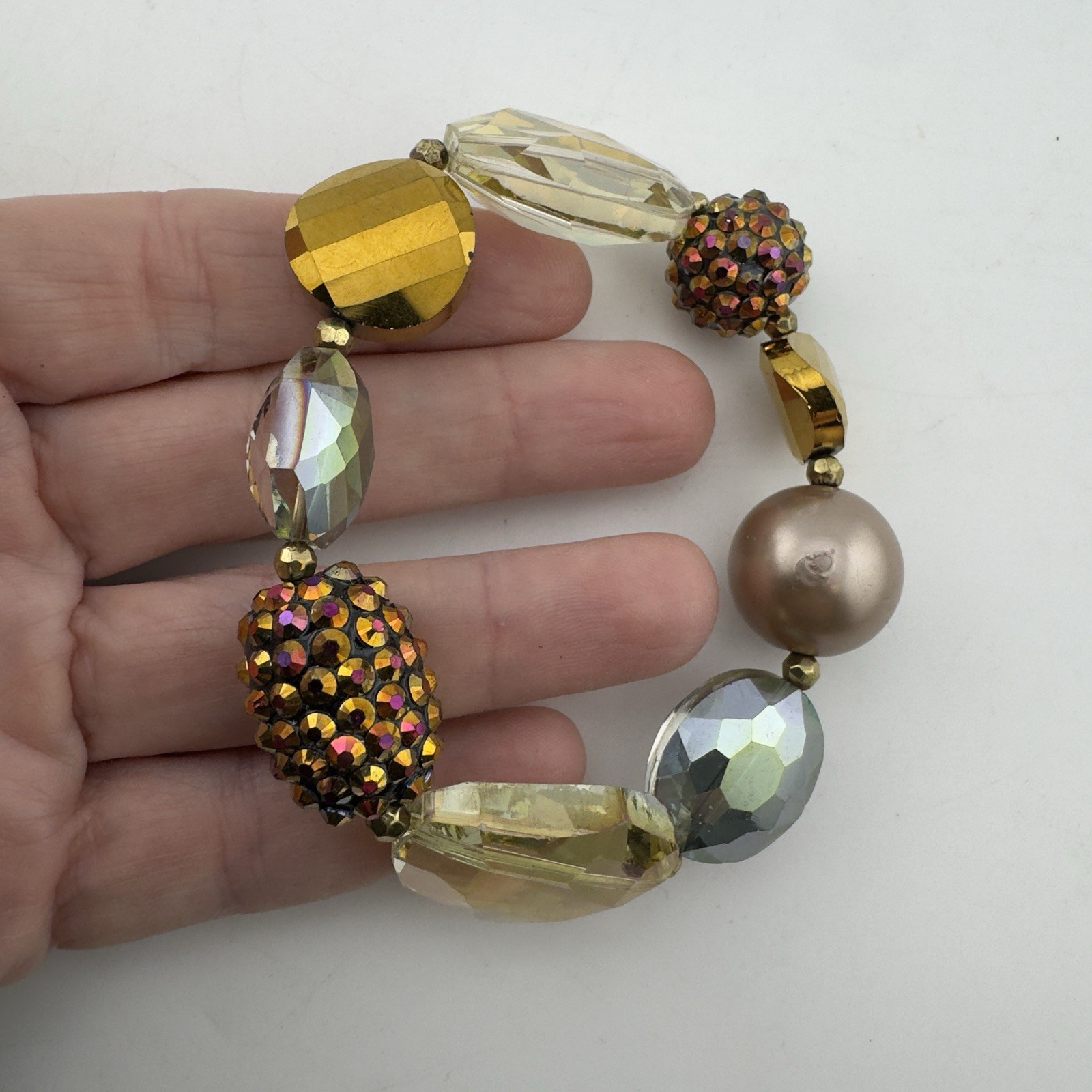 Vintage Estate Stretch AB Bead Beaded Glass Plastic Bracelet Large Lot of 8