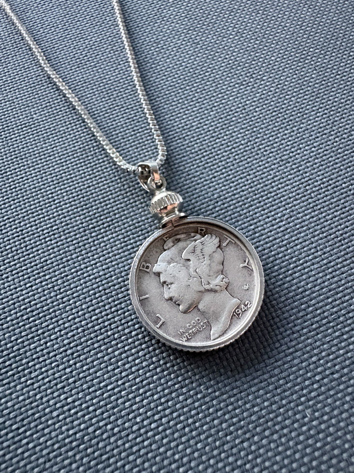 Classic Silver Mercury Dime Necklace • Authentic Silver Coin • 20in Adjustable