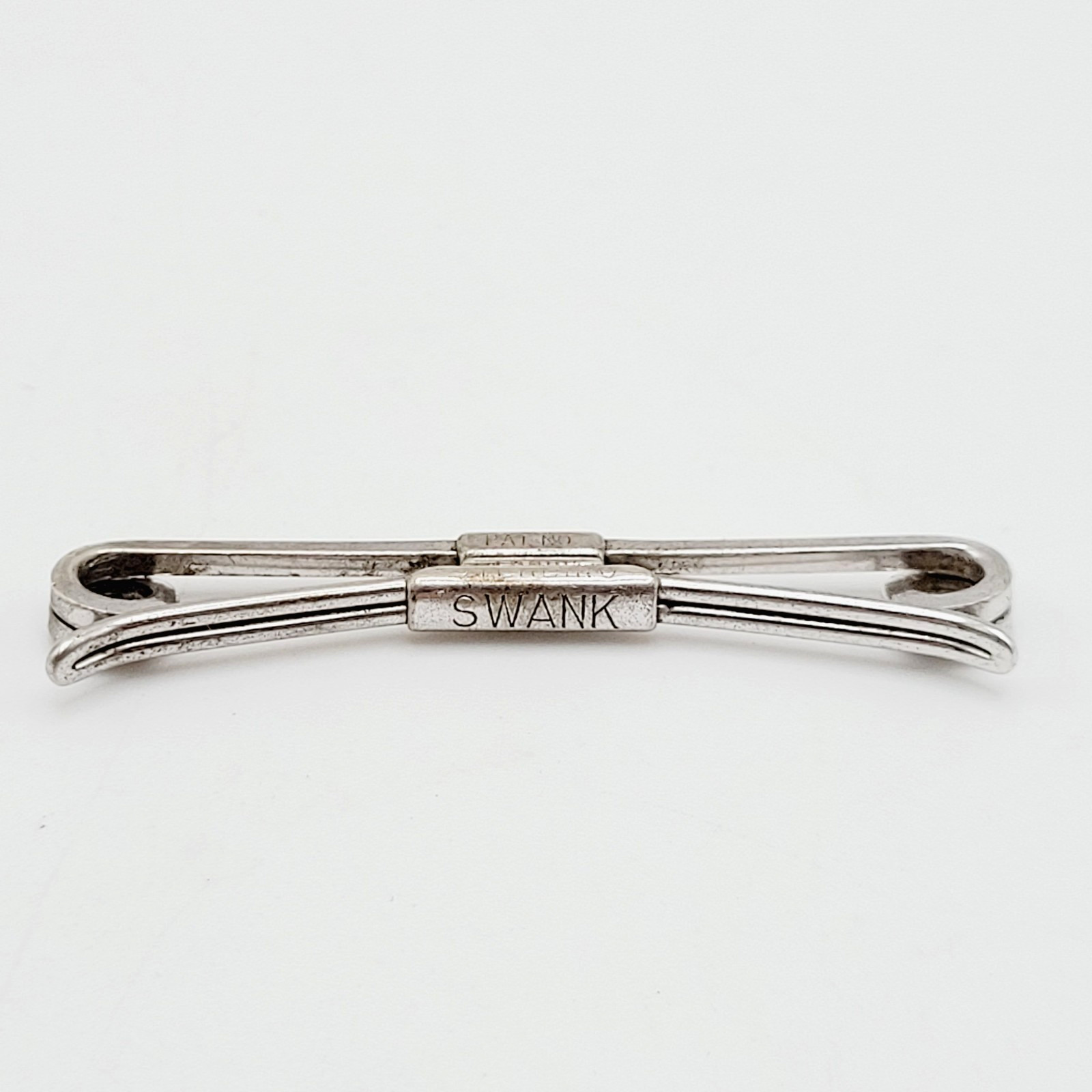 Swank 1930s Sterling Silver Collar Bar Stay Clip Patent 75818 Curved Flex Design