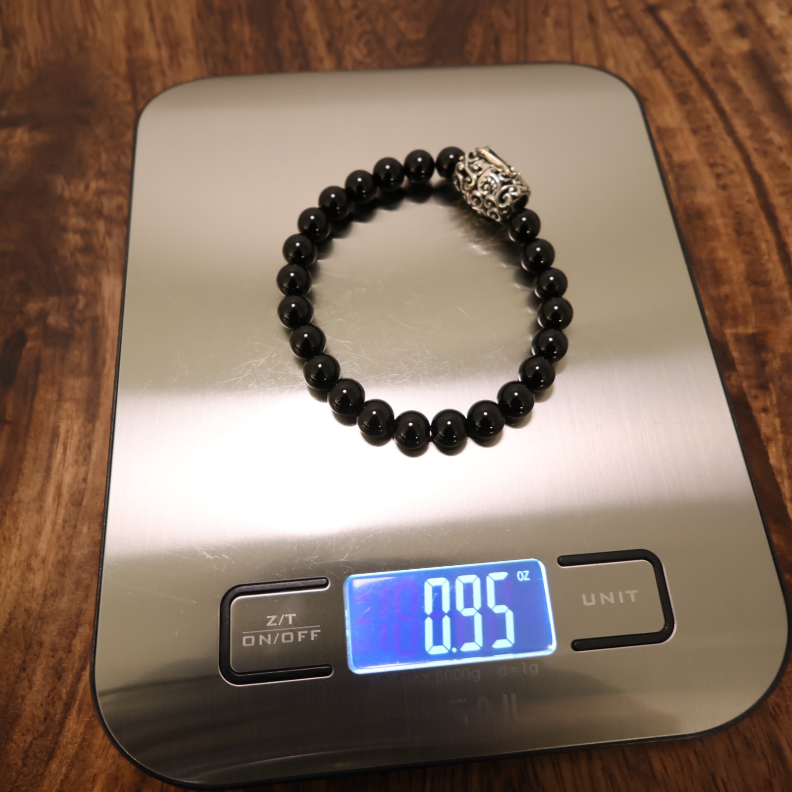 Carolyn Pollack bracelet Relios black onyx beads silver magnetic clasp 6.75in