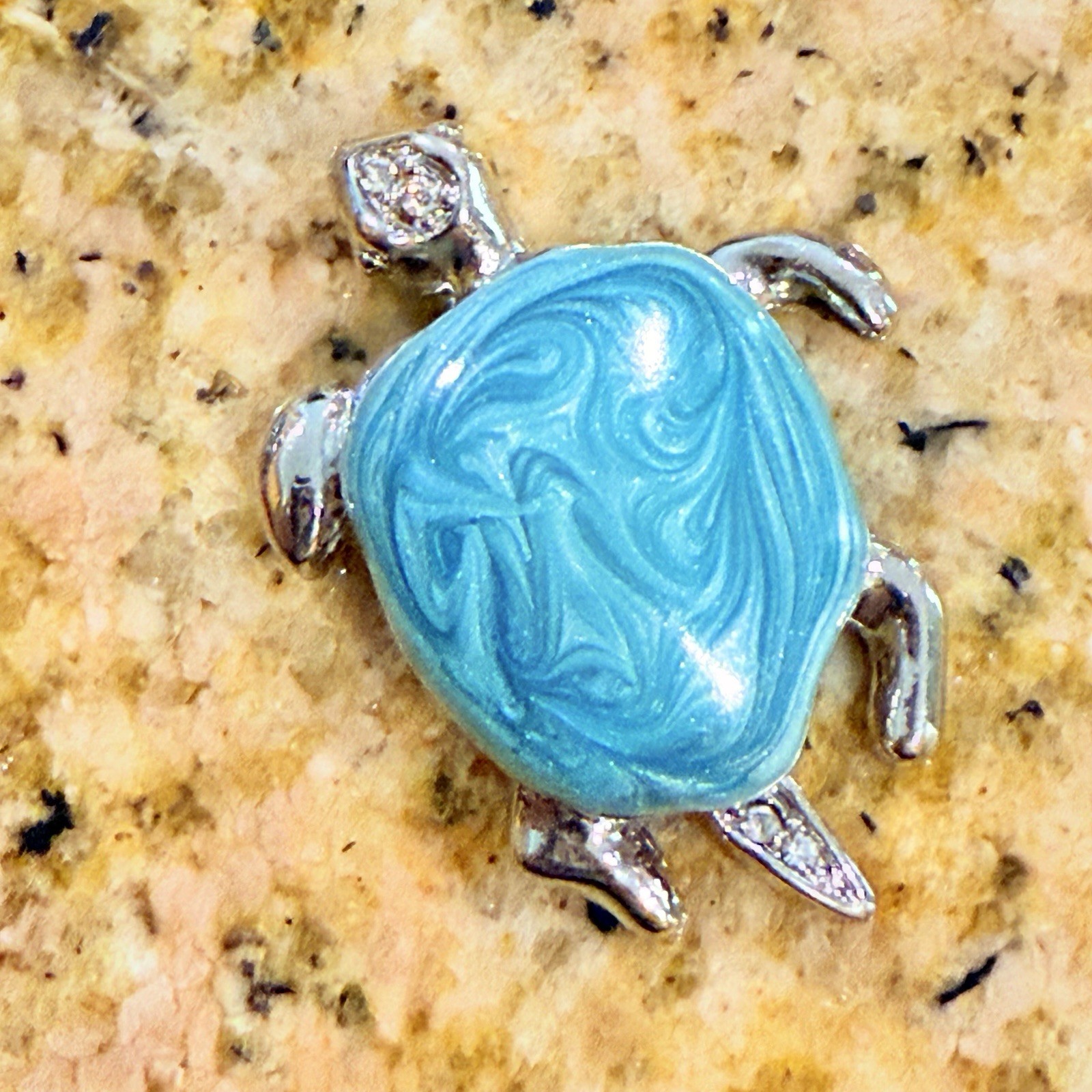 Vintage TURTLE Pendent Head & Tail Rhinestones