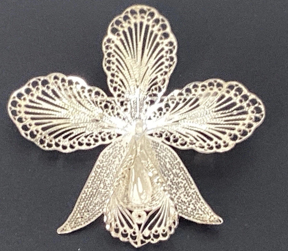 Vintage Pin Brooch Flower 2” 925 Sterling Silvet Women’s Jewelry 9 Grams