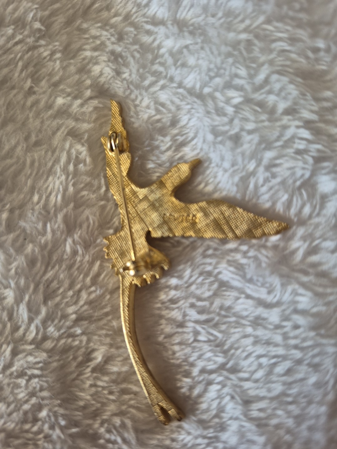 Vintage Signed Bird Brooch Gold Plated Pewter Swallow Figural Pin