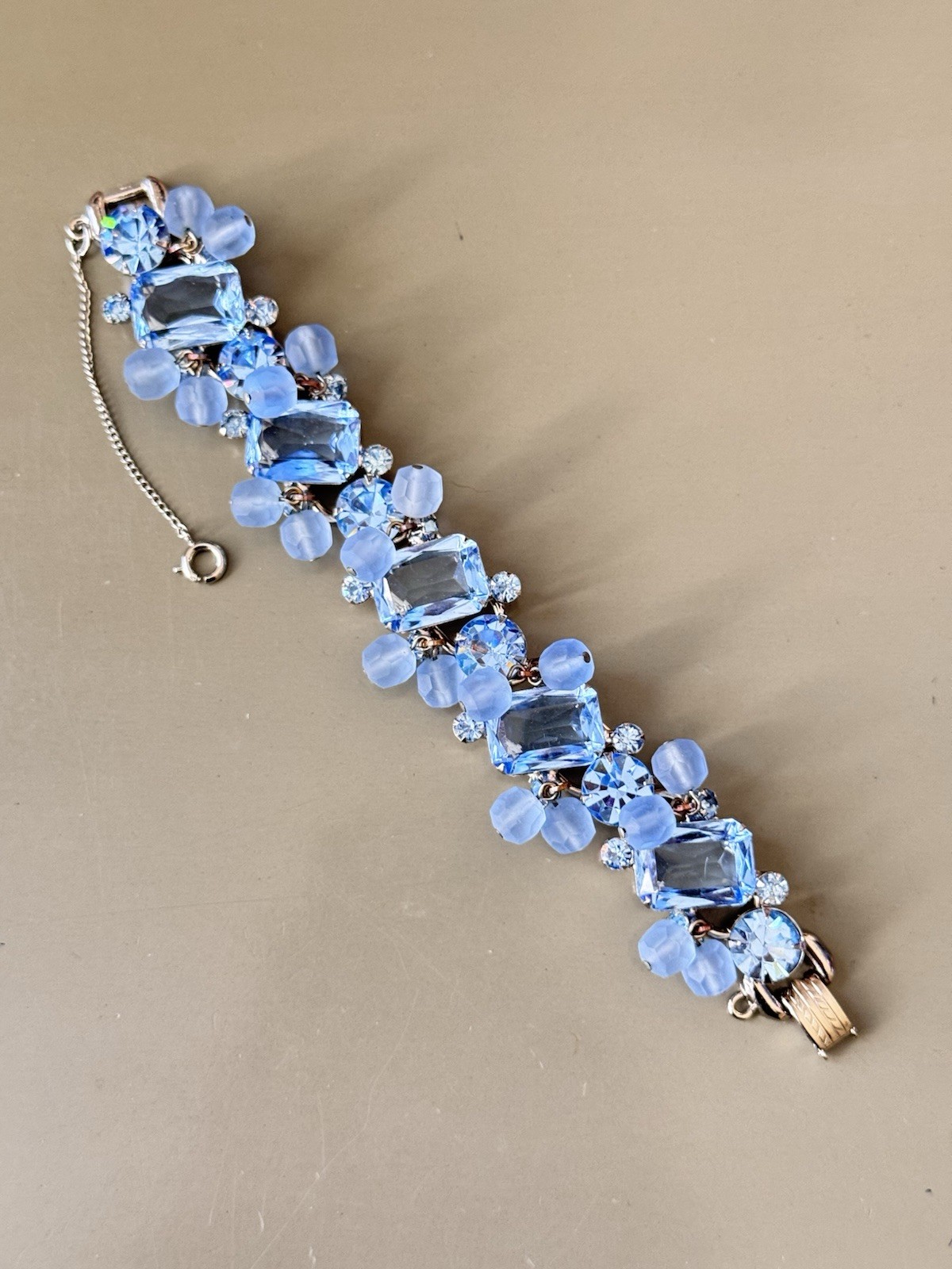 Vintage Verified JULIANA Bracelets, Brooch & Earring Set, Blue Octagon & Beads